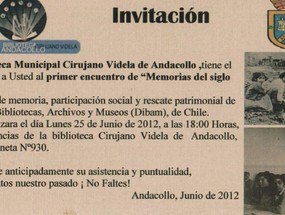 Invitación a encuentro comunitario en el Museo Gabriela Mistral de Vicuña el año 2012.