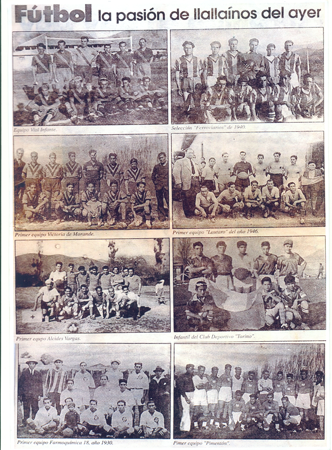 Primeros equipos de futbol de Llayllay Primeros equipos de futbol de Llayllay