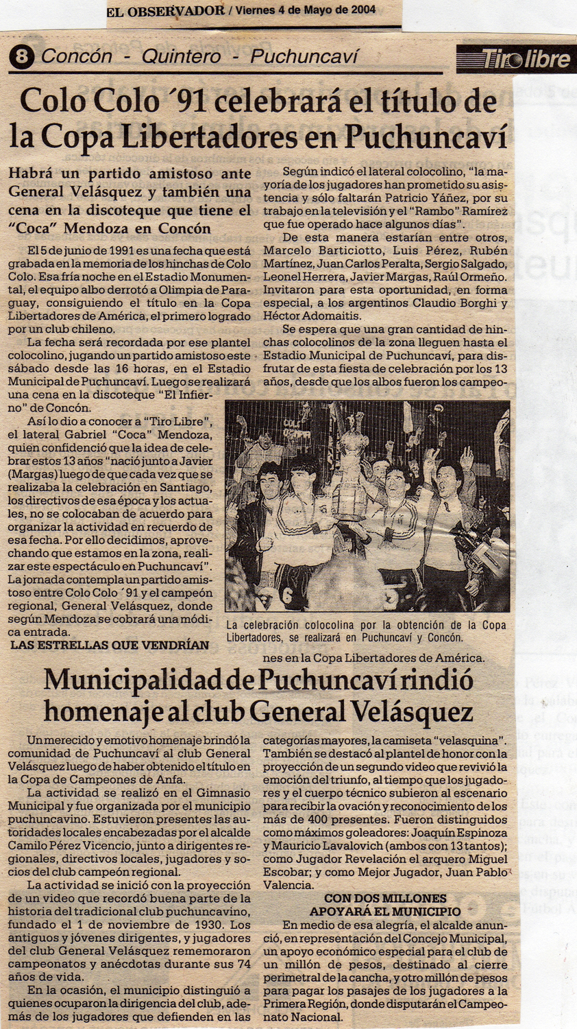 Homenaje al club deportivo General Velásquez Homenaje al club deportivo General Velásquez