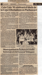 Homenaje al club deportivo General Velásquez