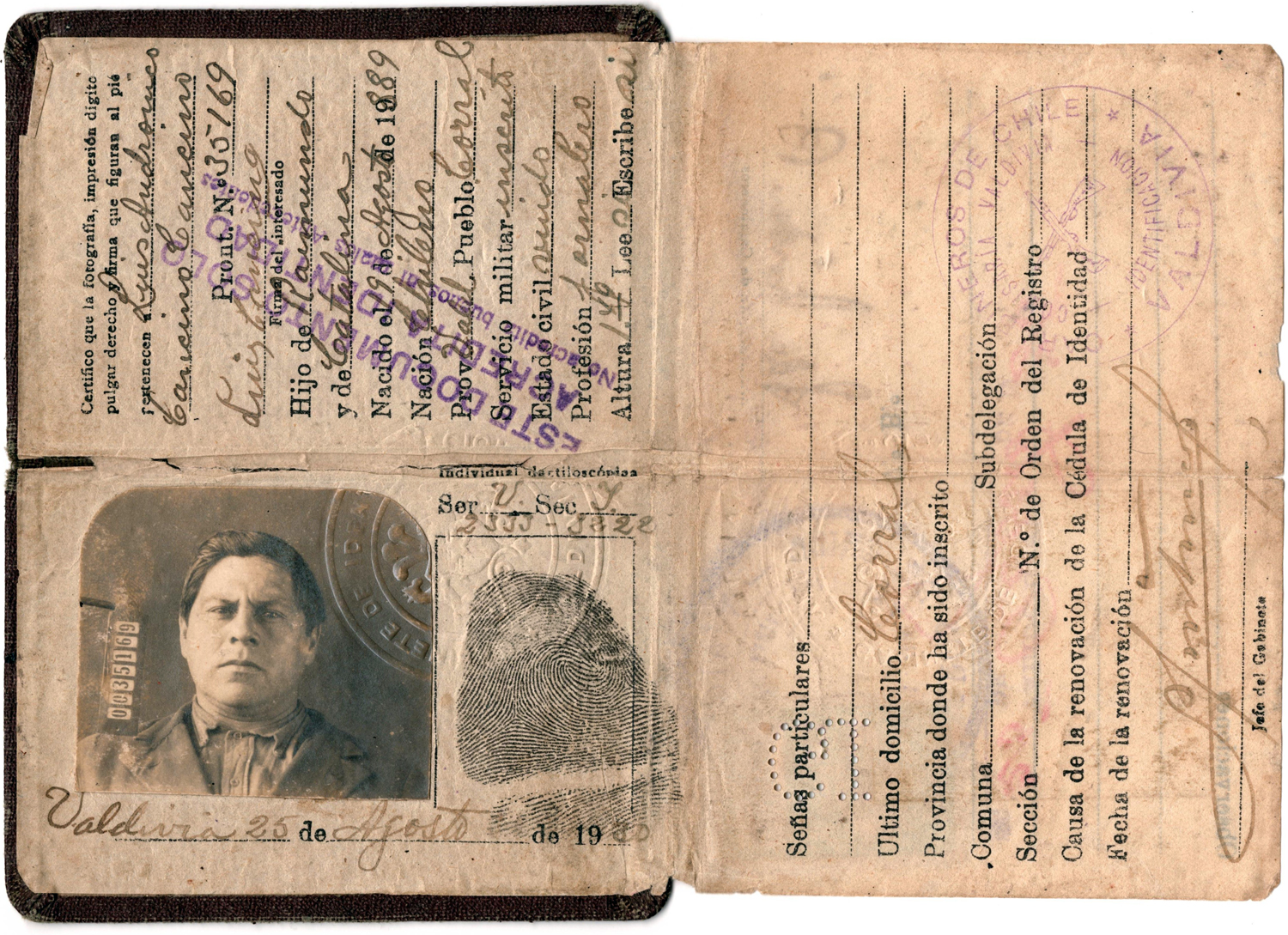 Cédula identidad de Luis Cancino Cancino Cédula identidad de Luis Cancino Cancino