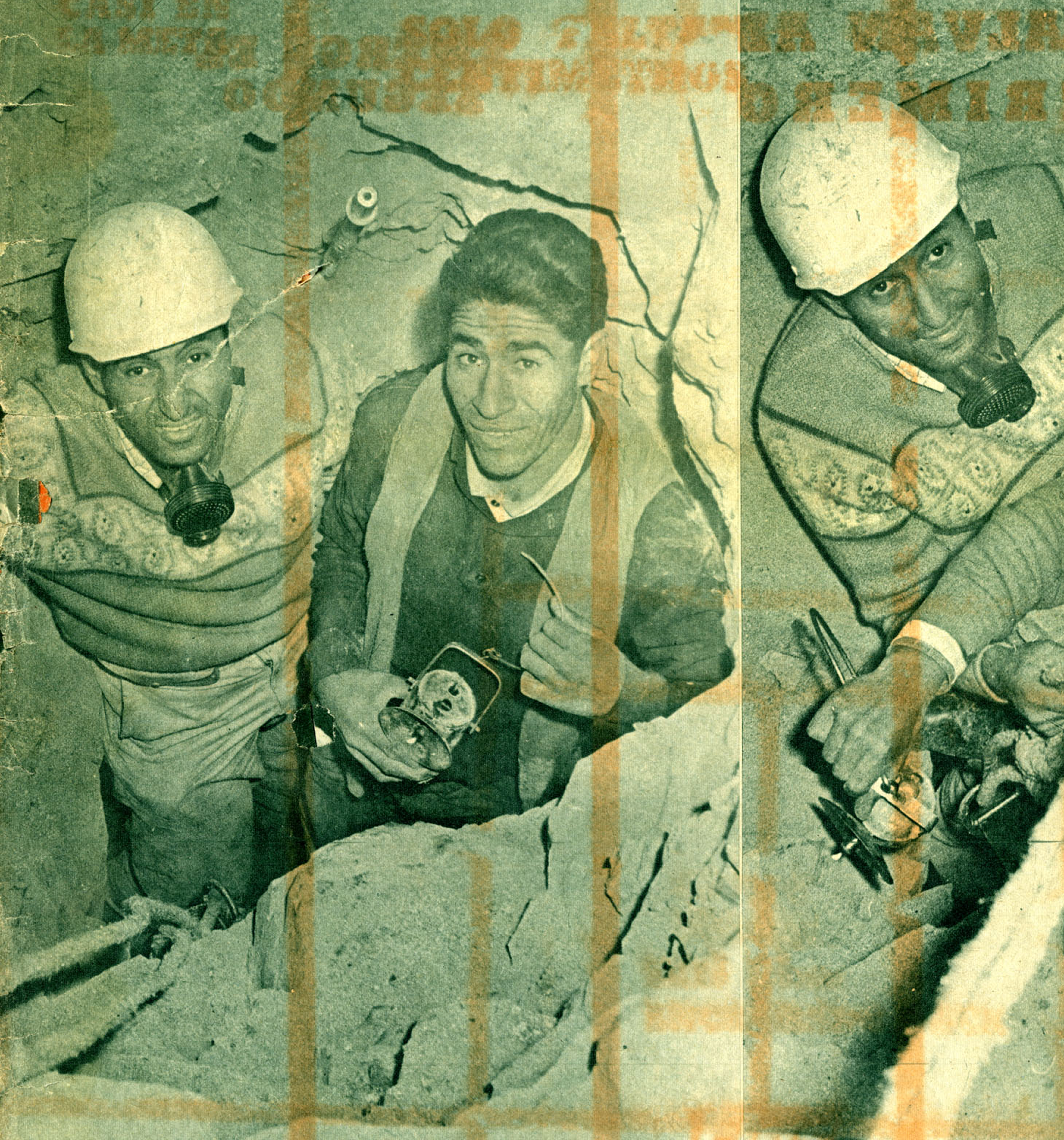 Mineros rescatados de la mina Flor de Té. Revista Flash Nacional. Febrero de 1964. Donada por José Miguel Calderón López Mineros rescatados de la mina Flor de Té. Revista Flash Nacional. Febrero de 1964. Donada por José Miguel Calderón López