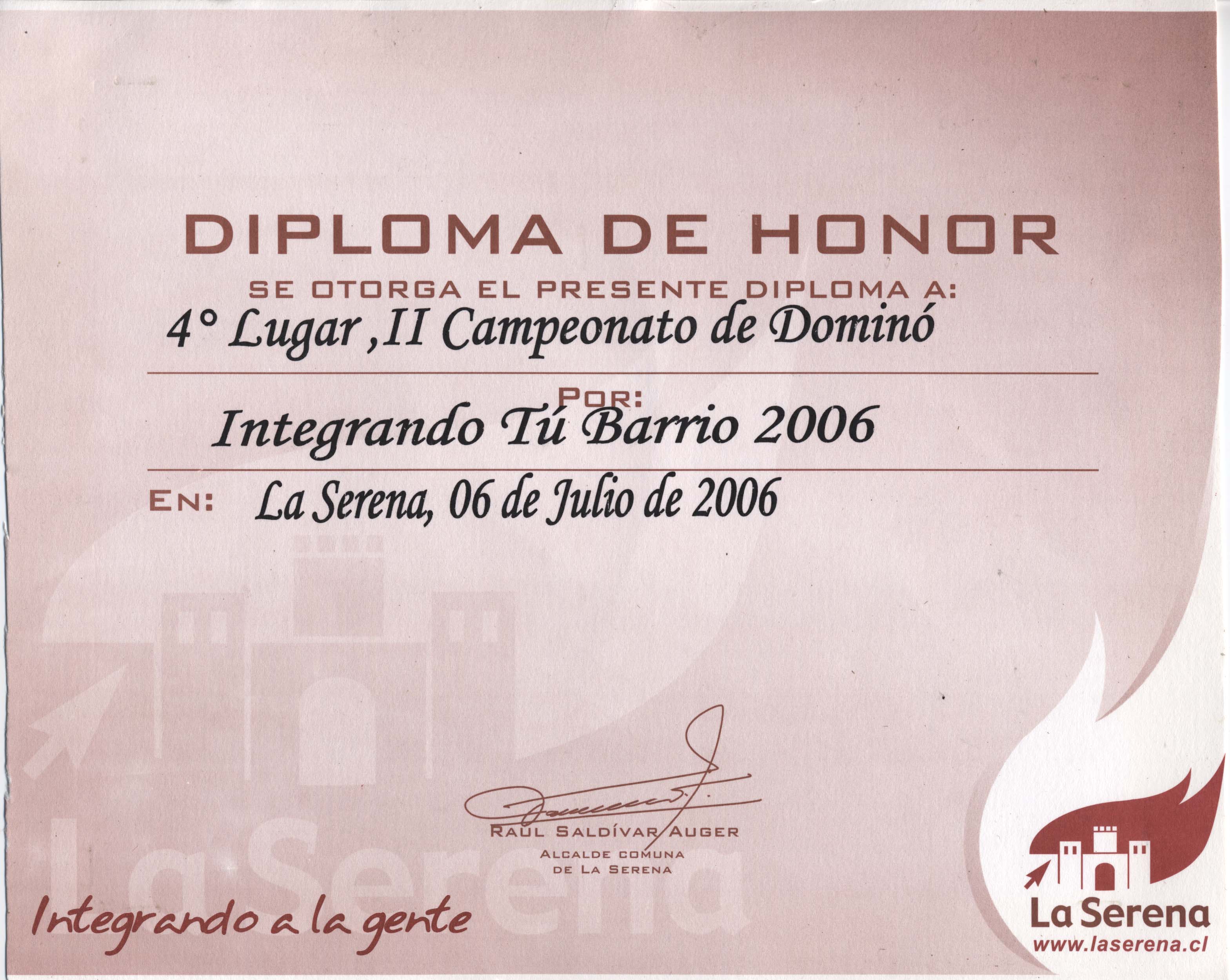 Diploma de honor Diploma de honor