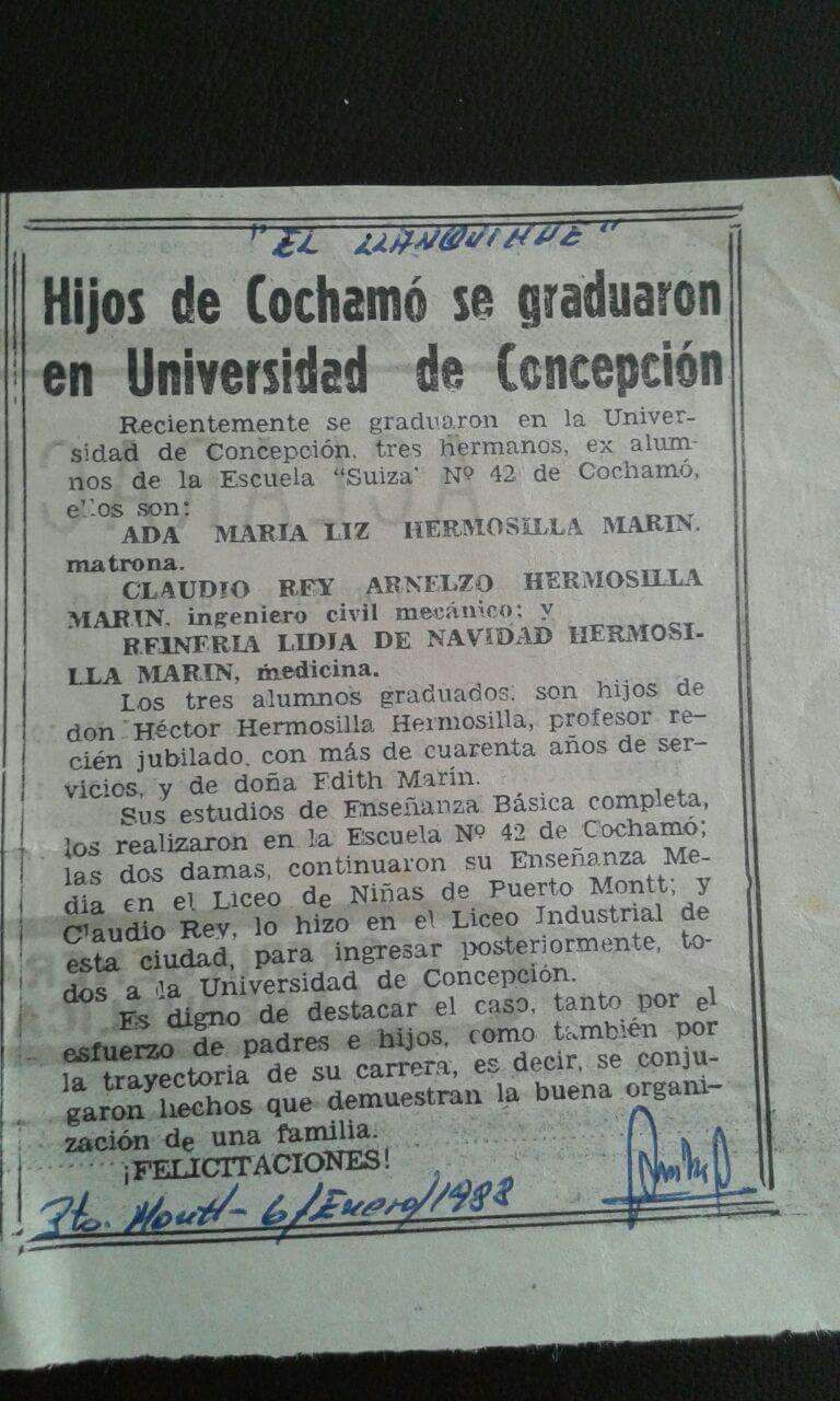 Familia de Cochamó destacada en la prensa Familia de Cochamó destacada en la prensa