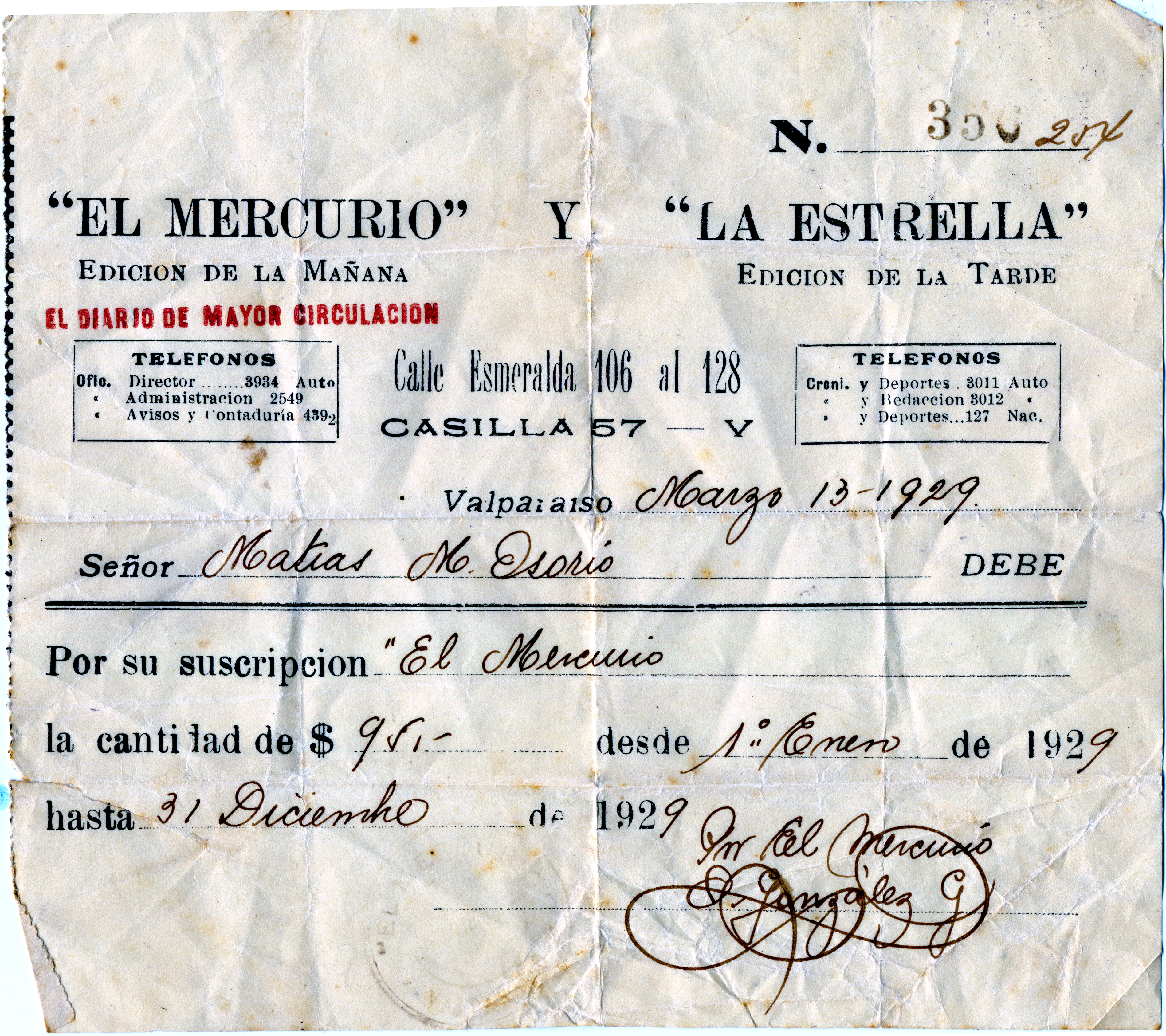 Suscripción a los diarios El Mercurio y La Estrella de Valparaíso Suscripción a los diarios El Mercurio y La Estrella de Valparaíso