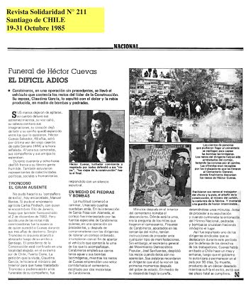 Fallecimiento del dirigente sindical Héctor Cuevas Fallecimiento del dirigente sindical Héctor Cuevas