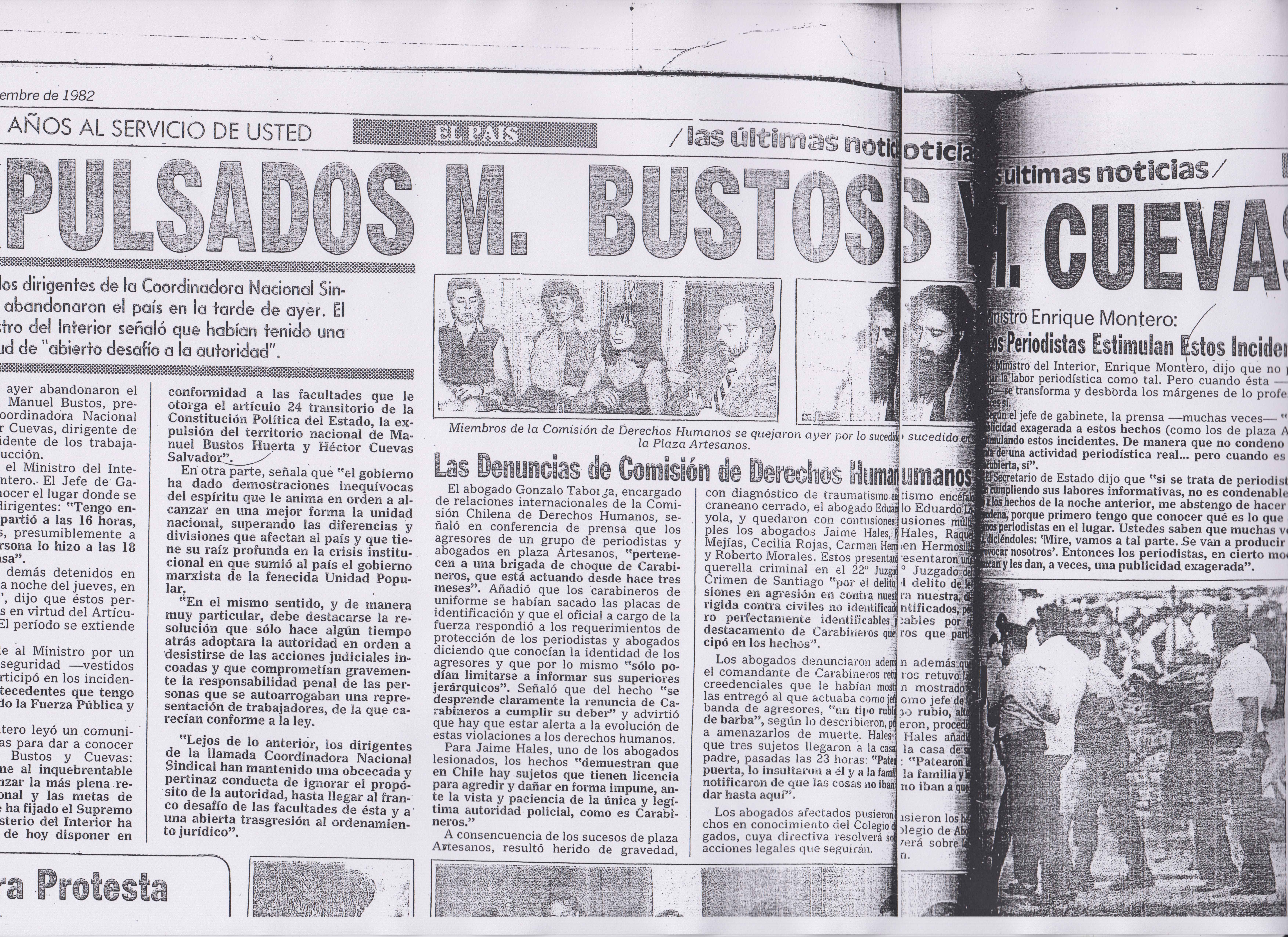Expulsión de Manuel Bustos y Héctor Cuevas Expulsión de Manuel Bustos y Héctor Cuevas