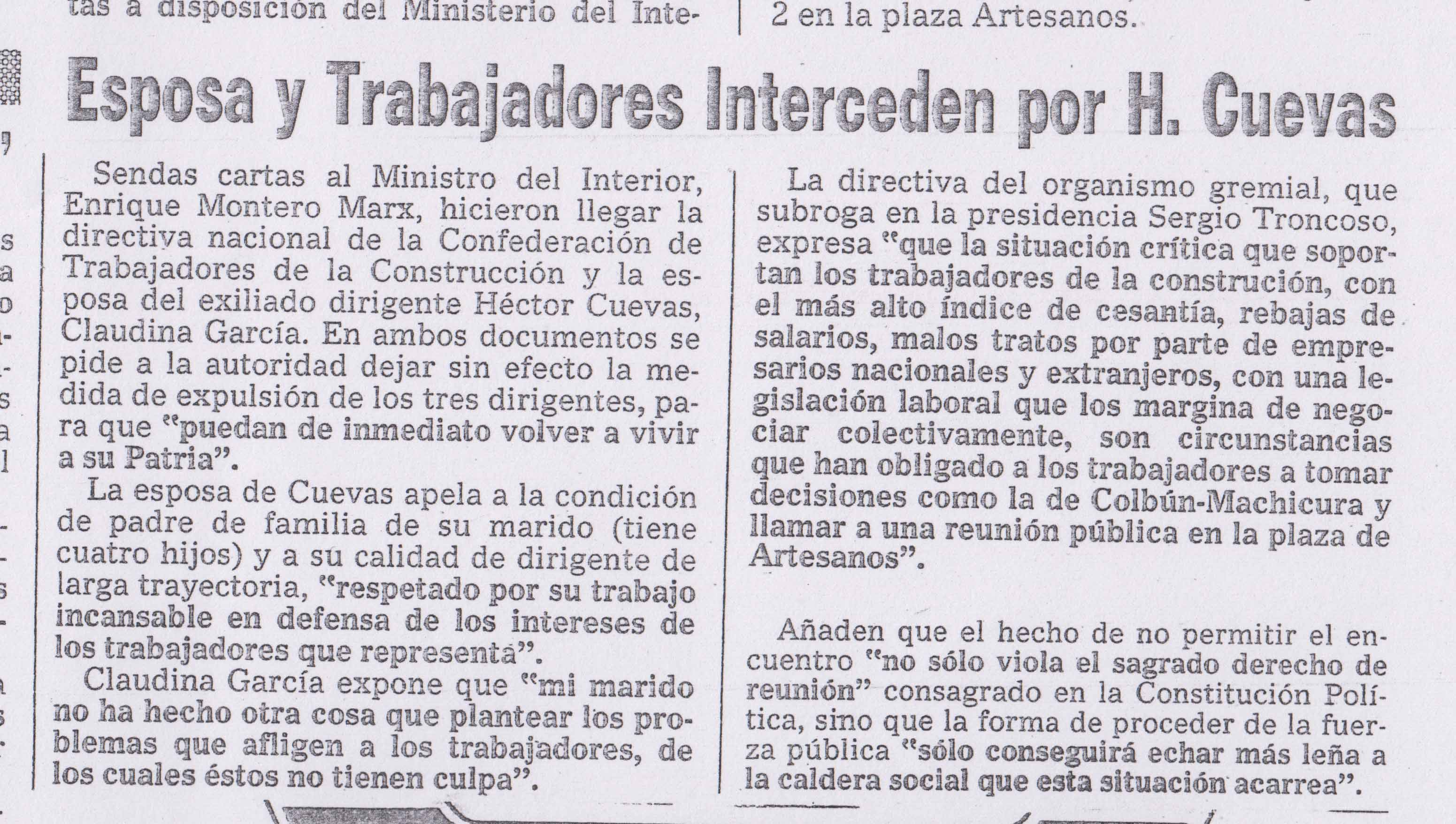 Expulsión del dirigente sindical Héctor Cuevas Expulsión del dirigente sindical Héctor Cuevas