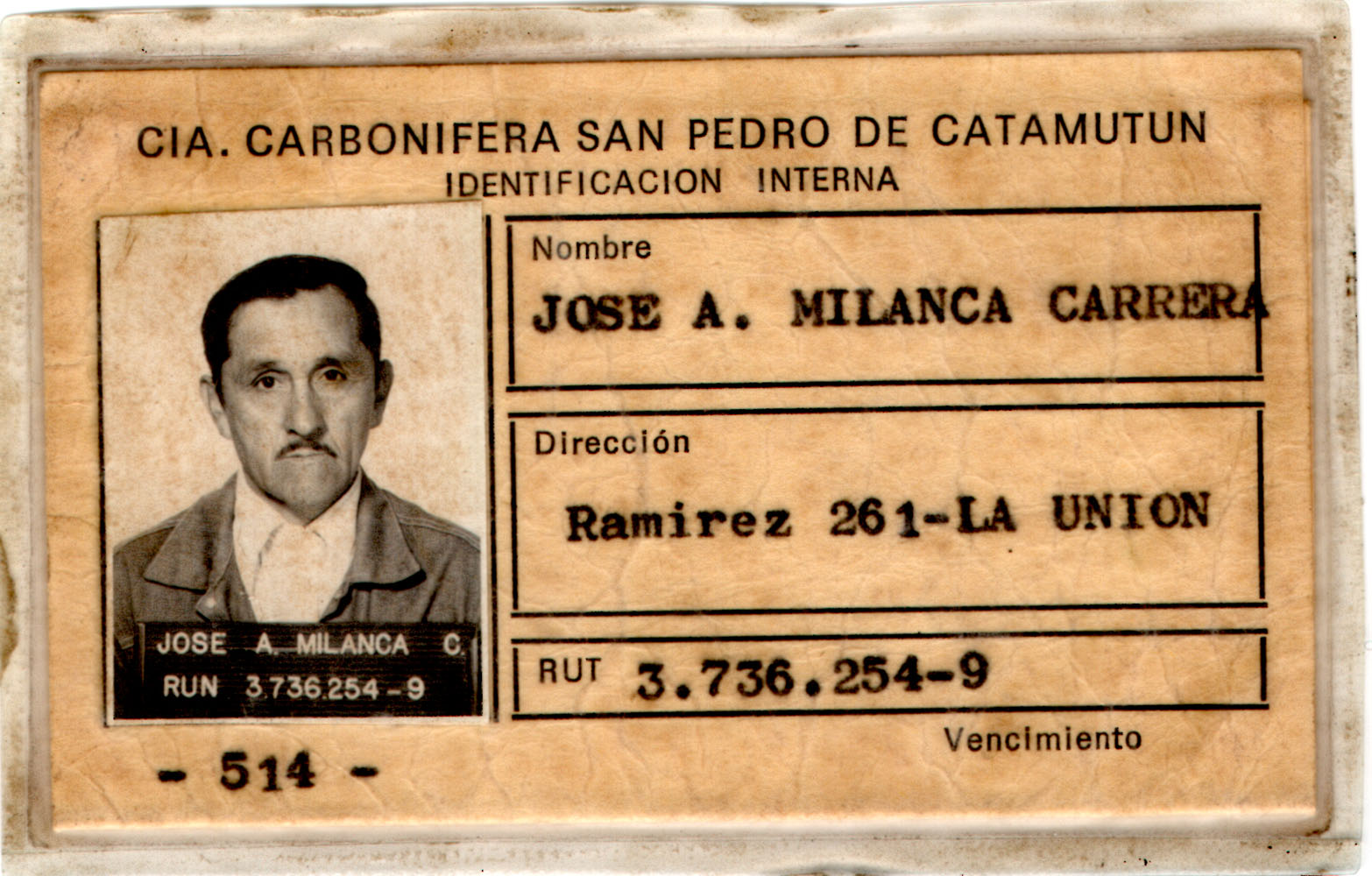 Identificación minero de Catamutún Identificación minero de Catamutún