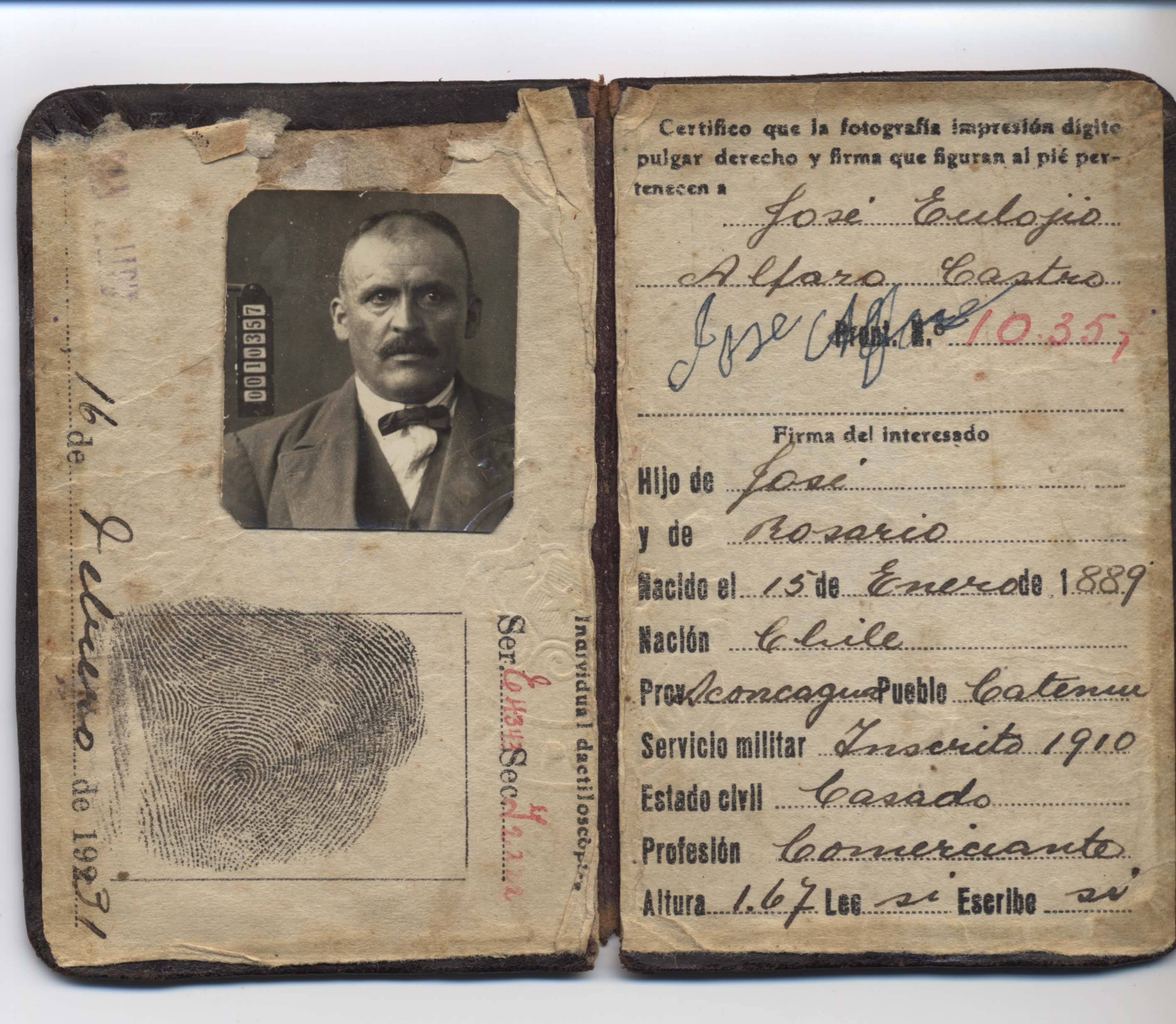 Cédula de identidad José Alfaro Castro Cédula de identidad José Alfaro Castro
